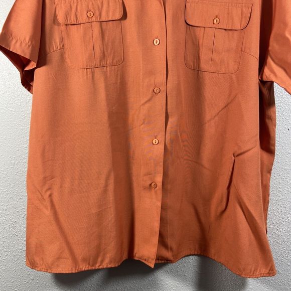 Karen Scott II Short Sleeve Button Down Orange Lightweight Blouse Size 2X - Picture 3 of 13